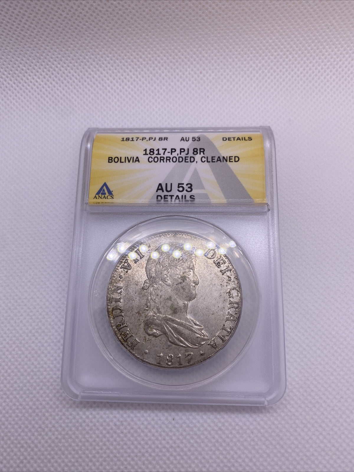 1817 PTS Bolivia 8 Reales 8R Anacs AU53 Details Silver Coin Colonial Rare #564