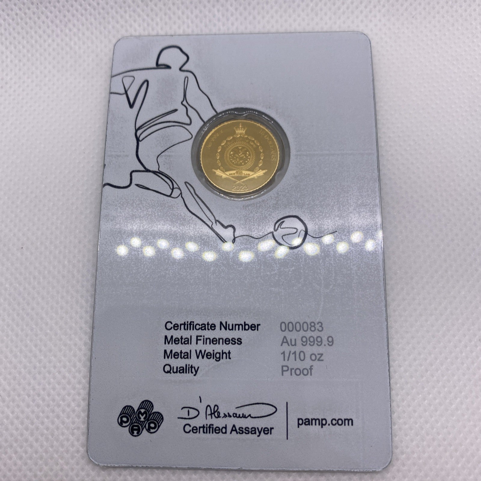 2023 Gold  1/10th OZ Gold Niue Fernando Hierro PAMP Very Low Mintage & RARE