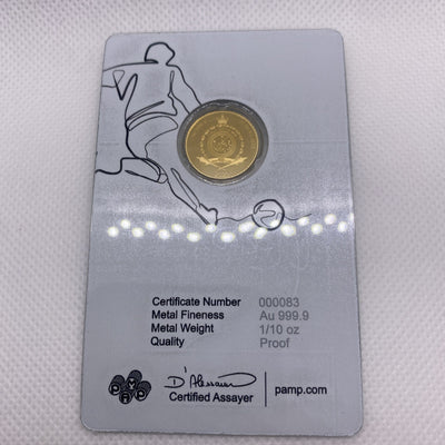 2023 Gold  1/10th OZ Gold Niue Fernando Hierro PAMP Very Low Mintage & RARE