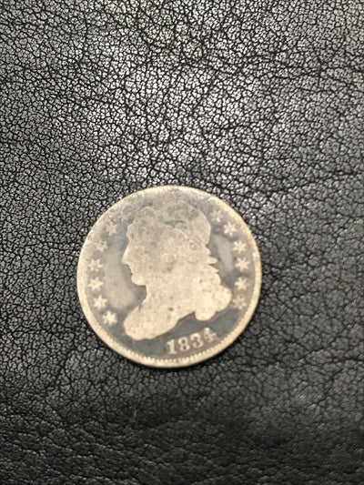 1834 Capped Bust Dime Silver 10c Coin JR-7 R-2 Small 4 Silver Coin #00733