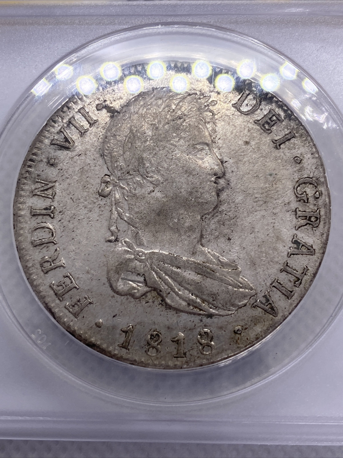 1818 PTS PJ Bolivia Silver 8R 8 Reales AU 50 Details Anacs Silver Potosi #558