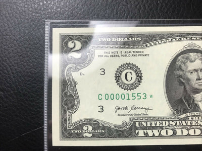 $2 Rare Uncirculated Low FOUR (4) Digits  ⭐️ STAR NOTE ⭐ 1553*