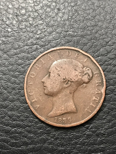 1839 1/2 Penny Low Mintage Rare Coin KM# 13 Isle of Man Victoria Dei Gratia #183
