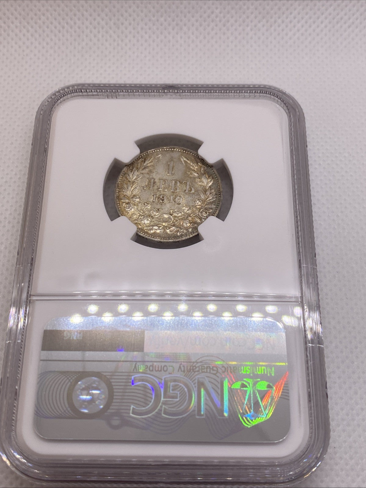 1910 1 LEVA BULGARIA NGC MS63 RARE Very HIGH GRADE