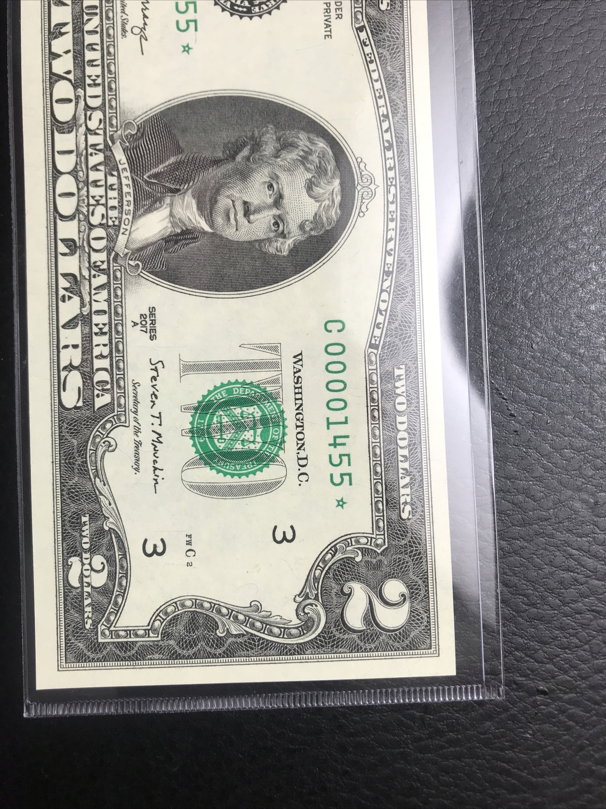 $2 Rare Uncirculated Low FOUR (4) Digits  ⭐️ STAR NOTE ⭐ 1455*