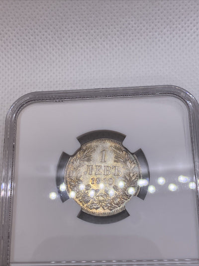 1910 1 LEVA BULGARIA NGC MS63 RARE Very HIGH GRADE