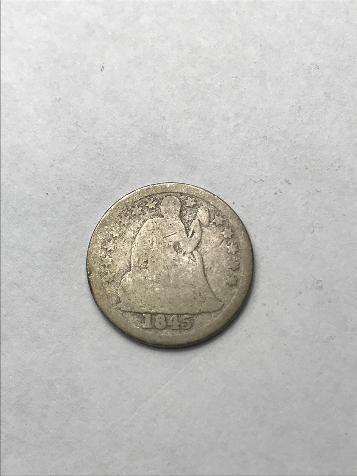 1845 Seated Liberty Dime 10 Cents Silver Coin #YT35