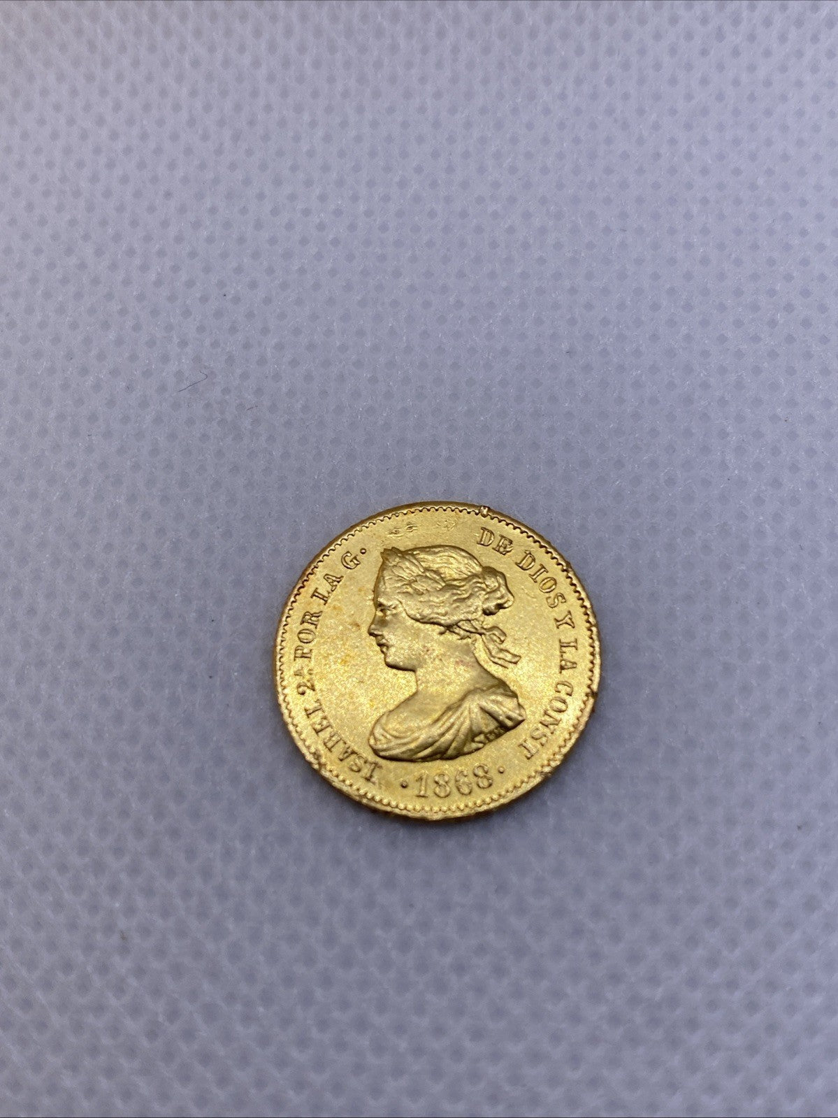 1868 4 Escudos Isabel II Gold Coin Rare