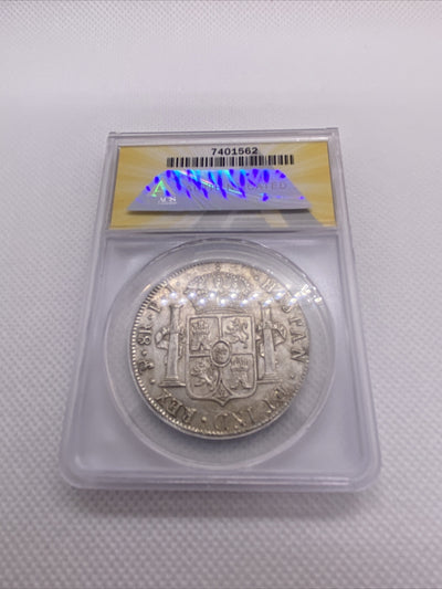 1818 PTS PJ Bolivia Silver 8R 8 Reales AU 55 Details Anacs Silver Potosi #562