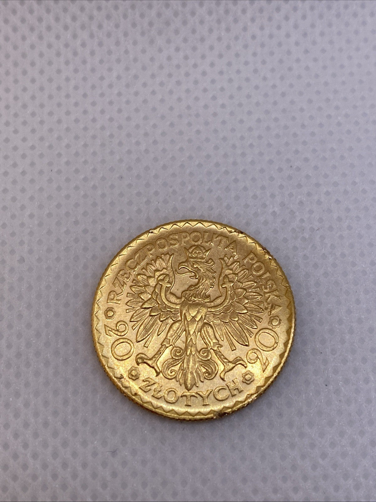 1925 Poland Gold 20 Zlotych Beautiful Gold Coin Uncirculated Minor Imperfections