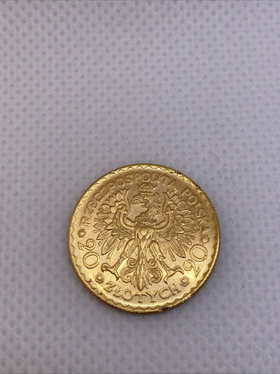 1925 Poland Gold 20 Zlotych Beautiful Gold Coin Uncirculated Minor Imperfections