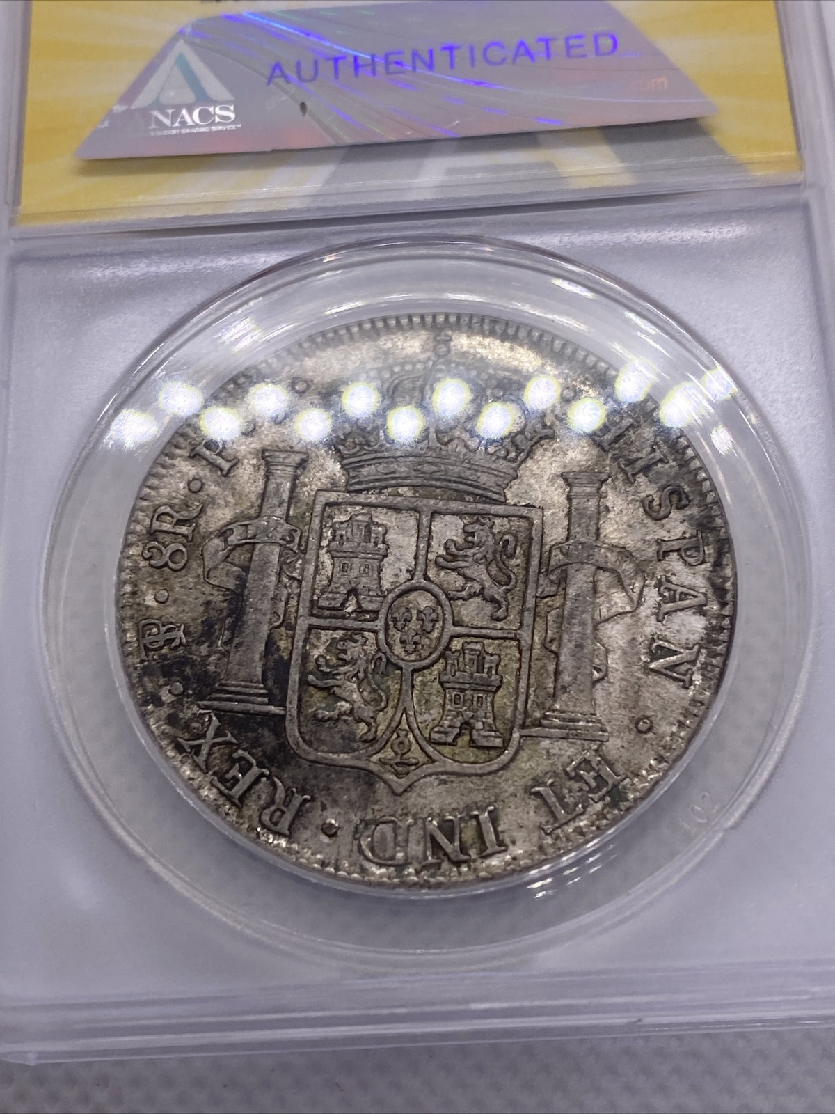 1818 PTS PJ Bolivia Silver 8R 8 Reales AU 50 Details Anacs Silver Potosi #558