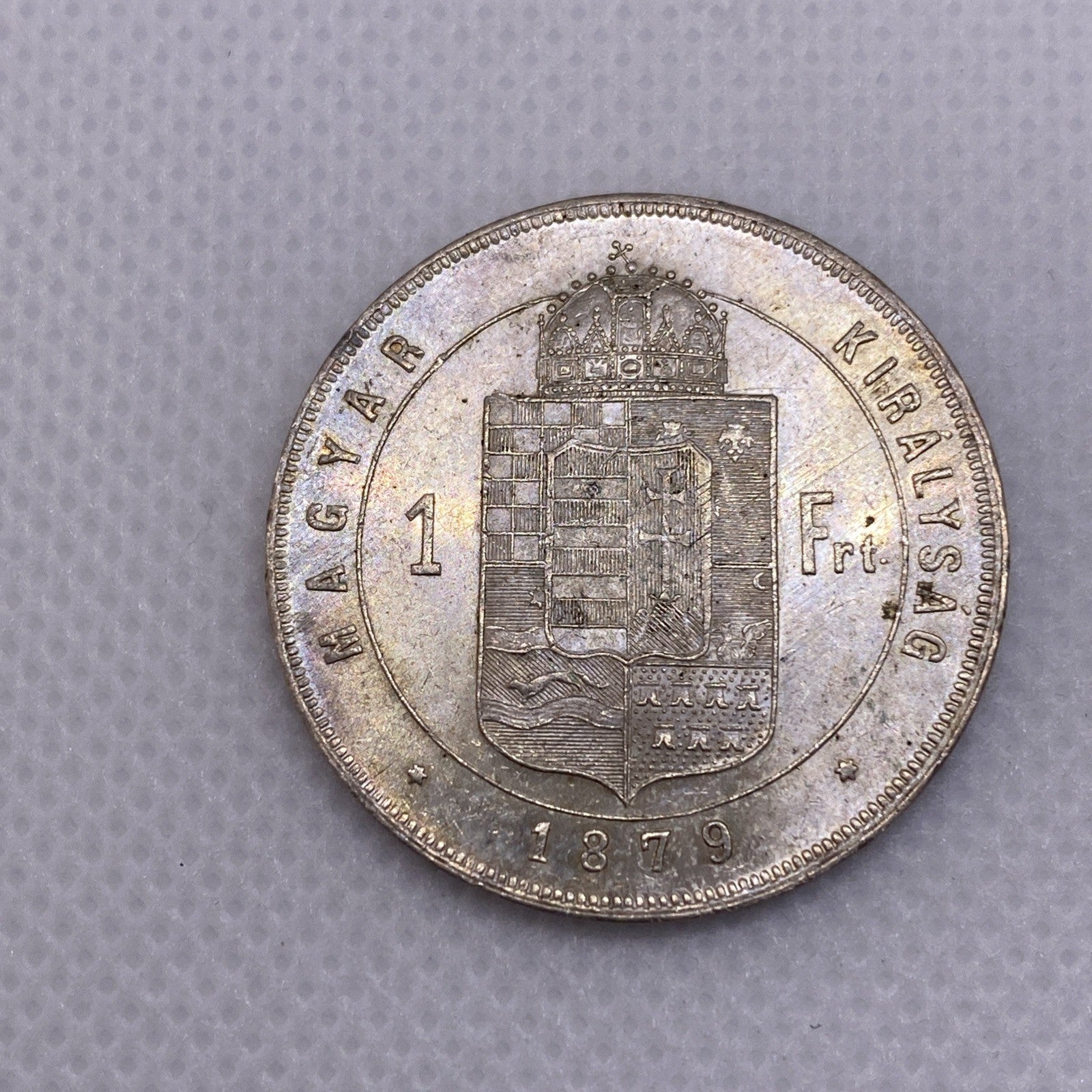 1879 KB One Forint Hungary Silver Coin King Franz Josef Uncirculated