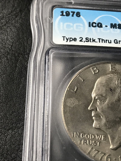 1976 Ike Dollar $1 Struck Thru Error ICG MS61 Mint Error