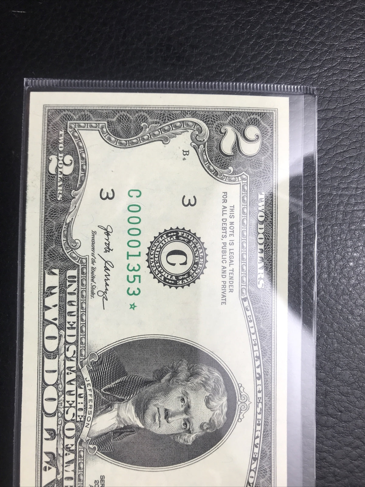 $2 Rare Uncirculated Low FOUR (4) Digits  ⭐️ STAR NOTE ⭐ 1353*