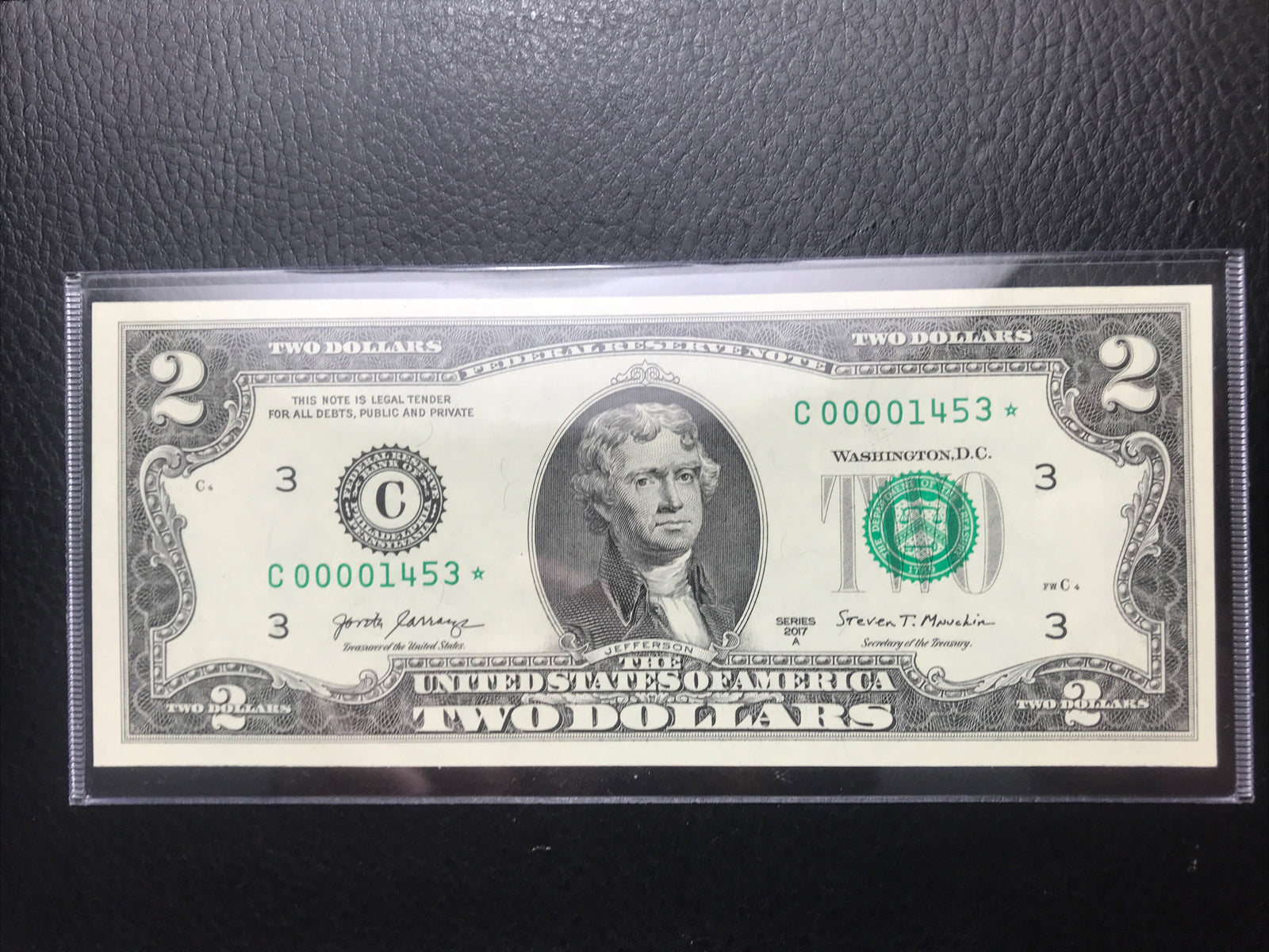 $2 Rare Uncirculated Low FOUR (4) Digits  ⭐️ STAR NOTE ⭐ 1453*