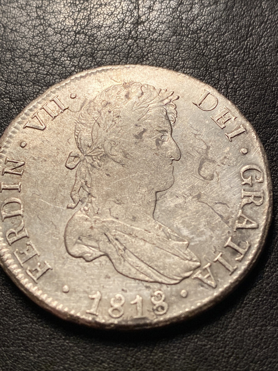 1818 PTS PJ Bolivia KM #84 8 Reals Silver Great Looking Coin Eight Reals #83229