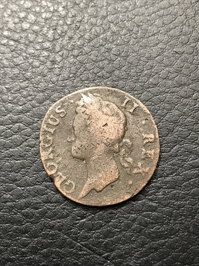 1742 COPPER 1/2 PENNY HIBERNIA GEORGE II BEAUTIFUL RARE COIN FARTHING - #1742-RR