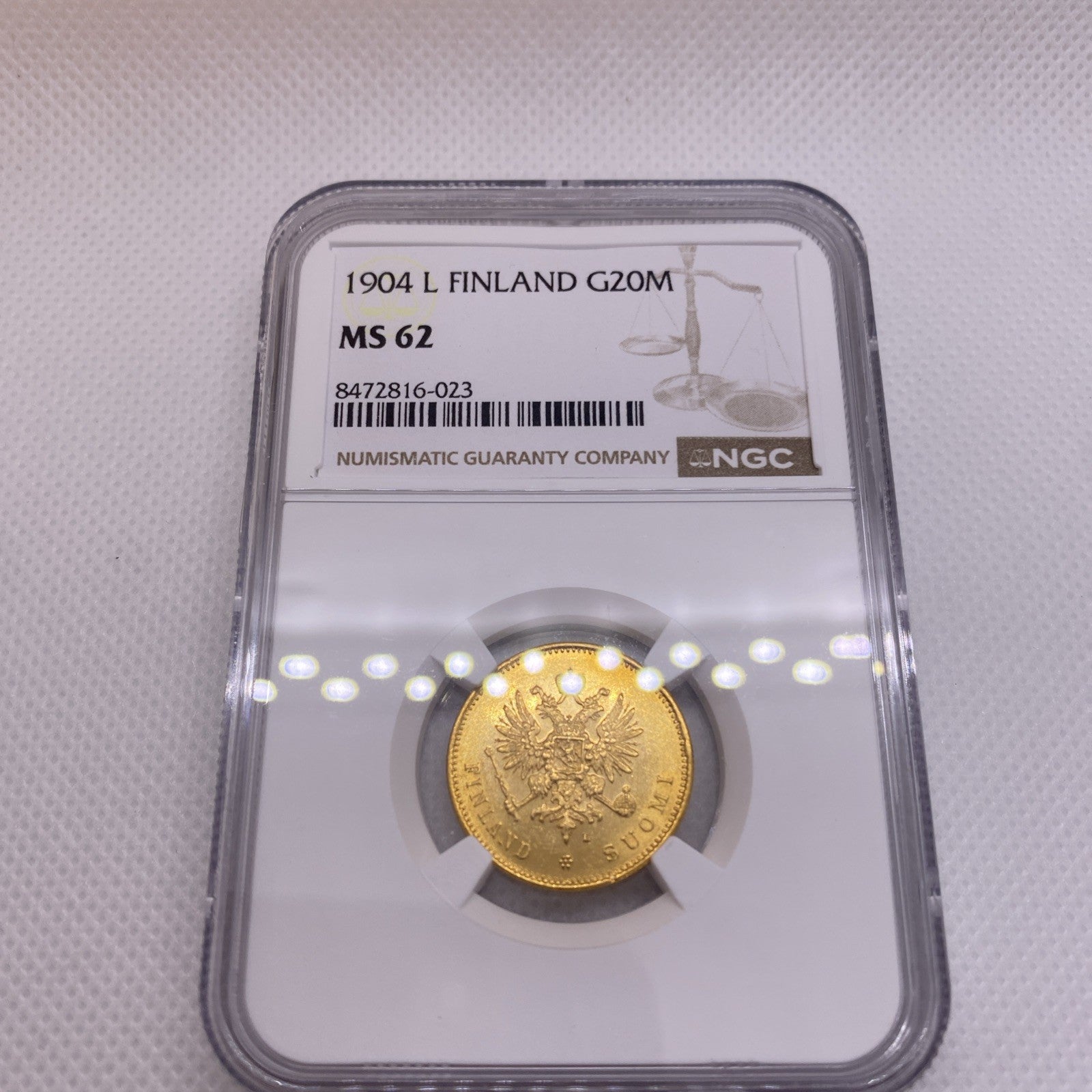 1904-L 20 Markkaa Finland Russia Nicholas II Gold MS62 NGC
