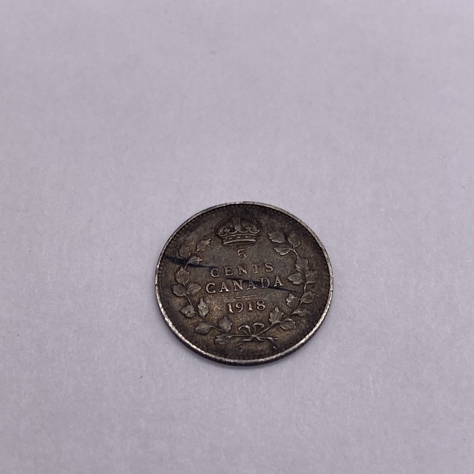 1918 CANADA 5 CENT SILVER COIN Canadian Five Cents #9177-10