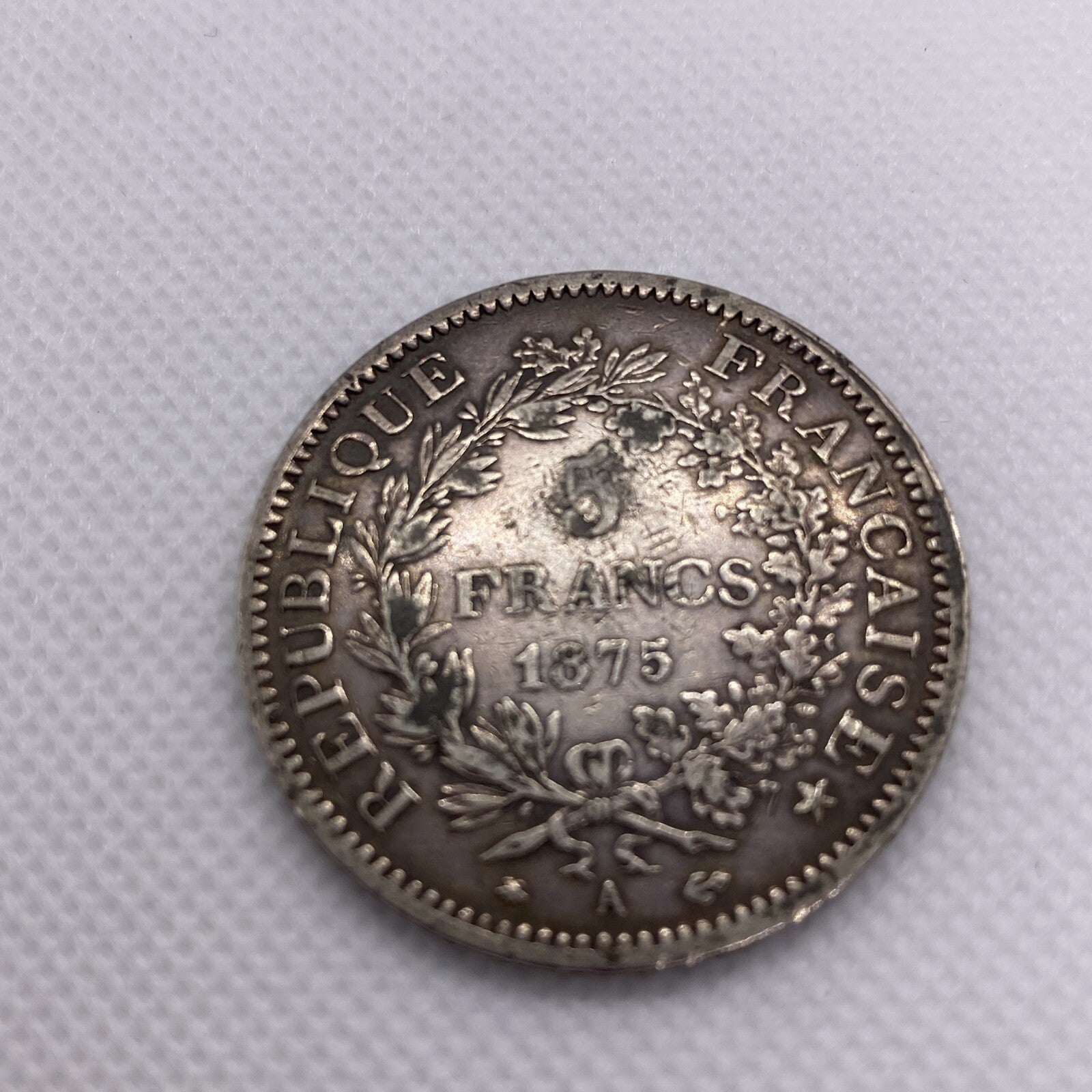 🇫🇷 France 5 francs 1875 1875-A  KM-820 KM-820.1  Silver Coin #9234