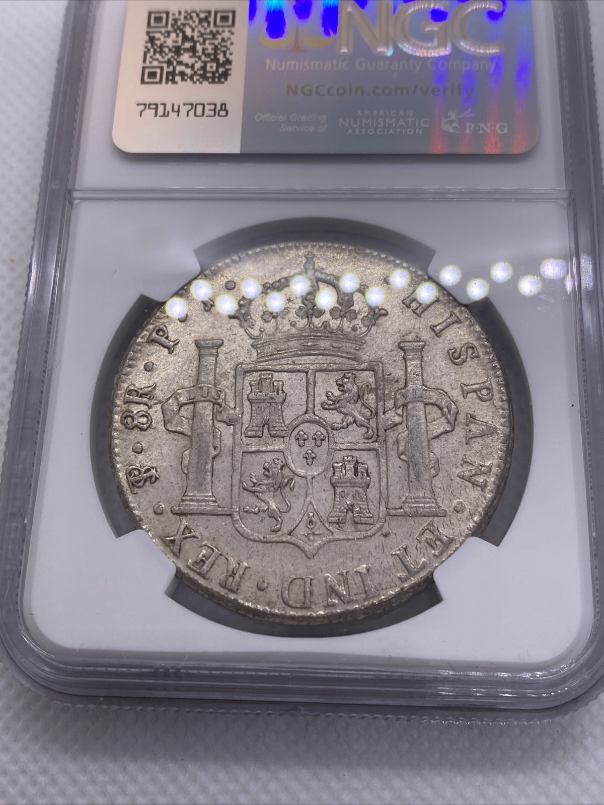1808 PTS PJ SILVER CHARLES IIII 8 REALES BOLIVIA NGC MS-61 VERY RARE UNC COIN
