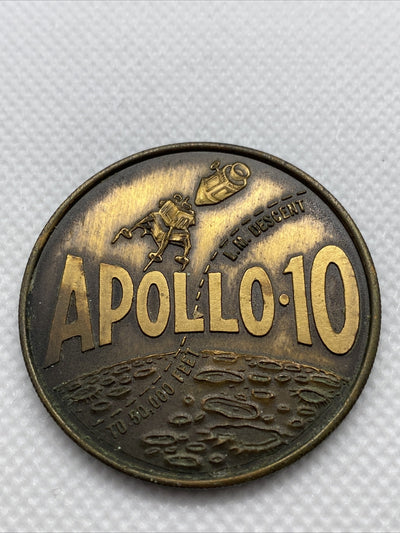 1969 Apollo 10 Commemorative Bronze 1.5” Medal Space Exploration Medal