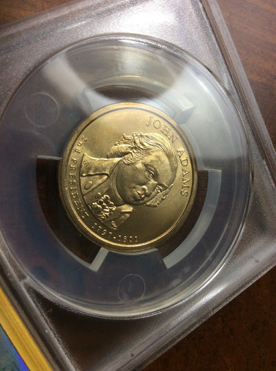 2007 John Adams Presidential Dollar Die Clash Anacs MS65 Rare ERROR COIN **567
