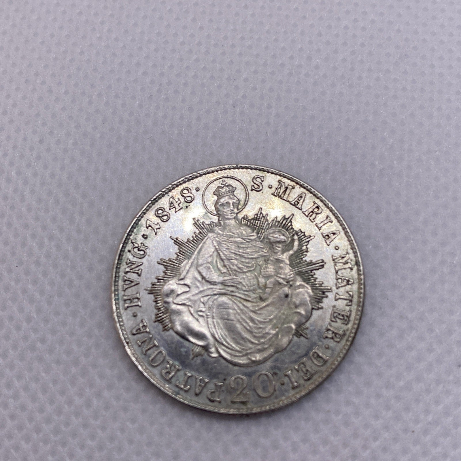 1848 B Hungary 20 Krajczar Silver Coin