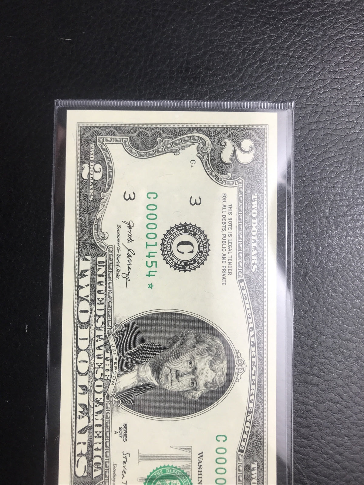 $2 Rare Uncirculated Low FOUR (4) Digits  ⭐️ STAR NOTE ⭐ 1454*