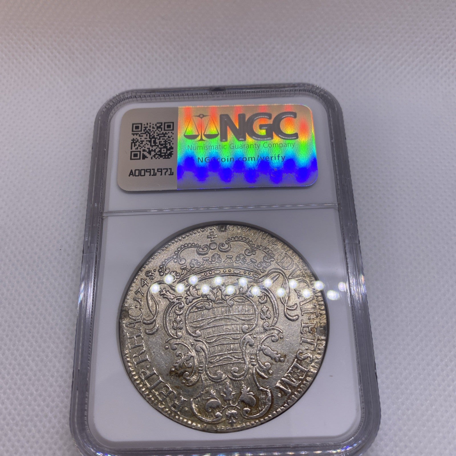 1748 Ragusa Taler Tallero NGC AU Details Silver Coin Large RARE