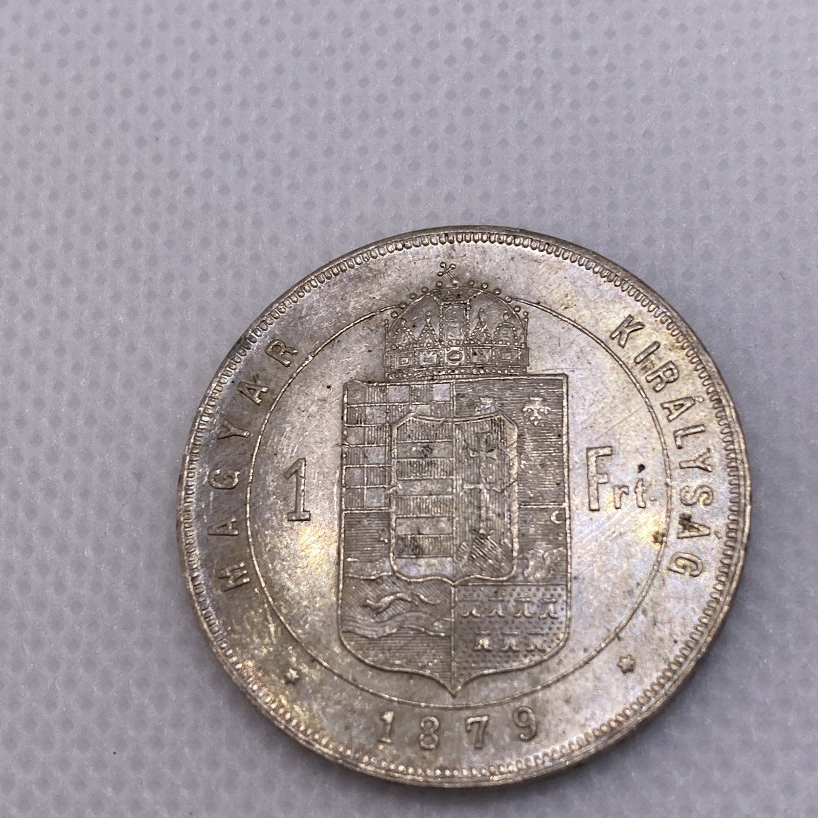 1879 KB One Forint Hungary Silver Coin King Franz Josef Uncirculated