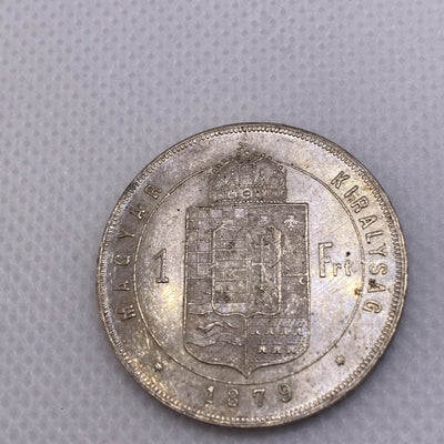 1879 KB One Forint Hungary Silver Coin King Franz Josef Uncirculated