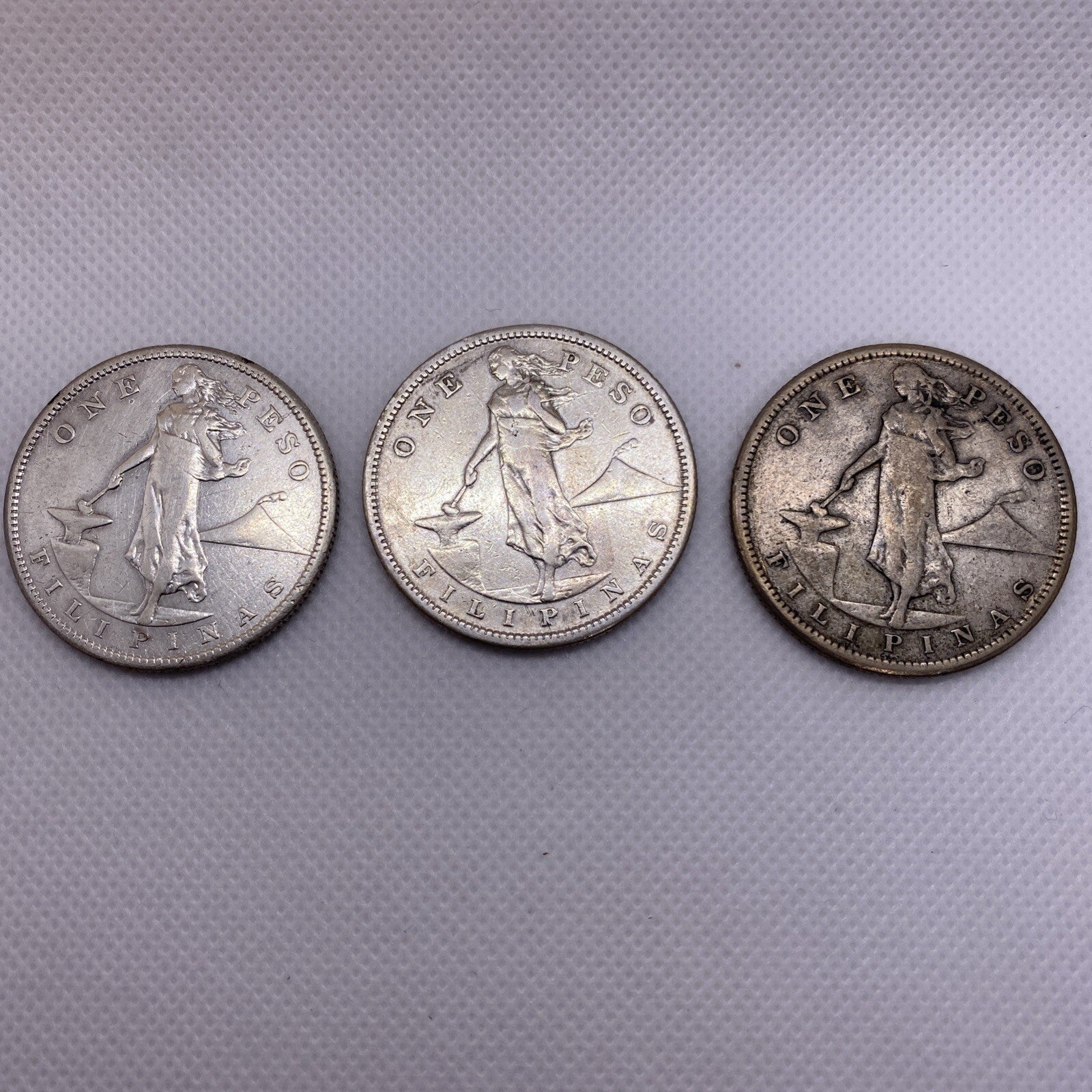 1907 S Three Silver One Pesos Phillipines 1907S #8932-10