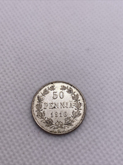 1916-S Finland 50 Pennia Silver #402-10