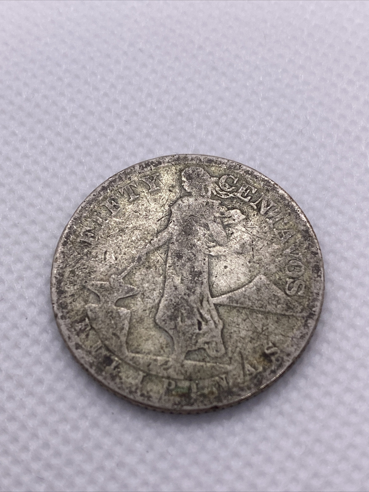 1918 S 50 Centavos Philippines San Francisco Mint Silver Coin Fifty Centavos