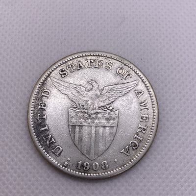 Philippines 1908S One Peso Large Silver Coin #9287-10
