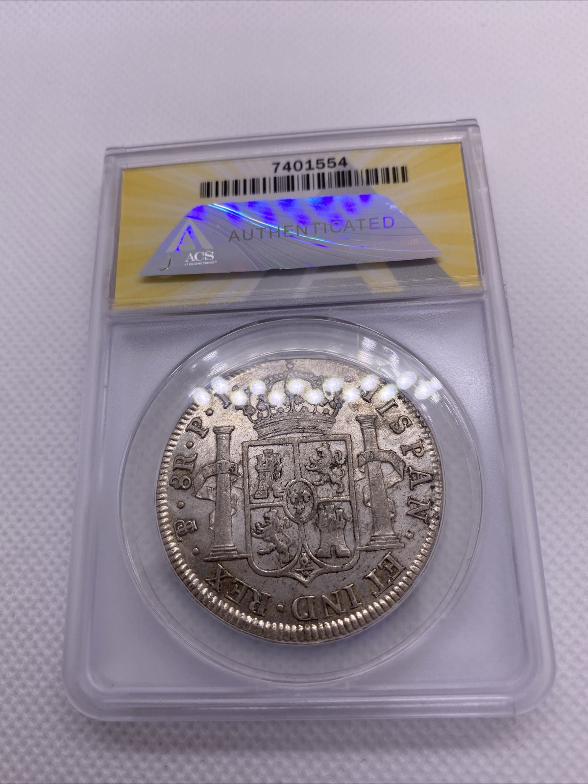 1821 PTS 8 Reales Bolivia Ferdinand VII Silver Anacs AU53 Details Silver #554