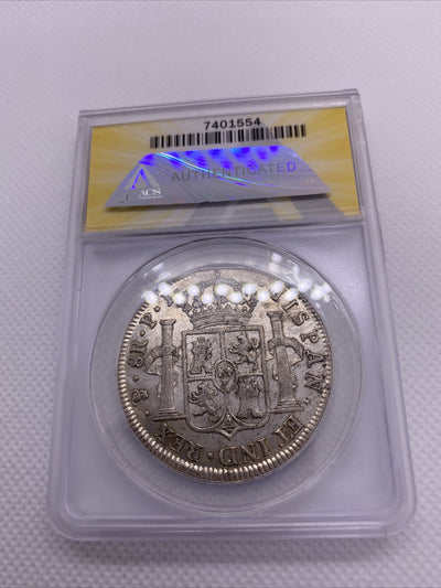 1821 PTS 8 Reales Bolivia Ferdinand VII Silver Anacs AU53 Details Silver #554
