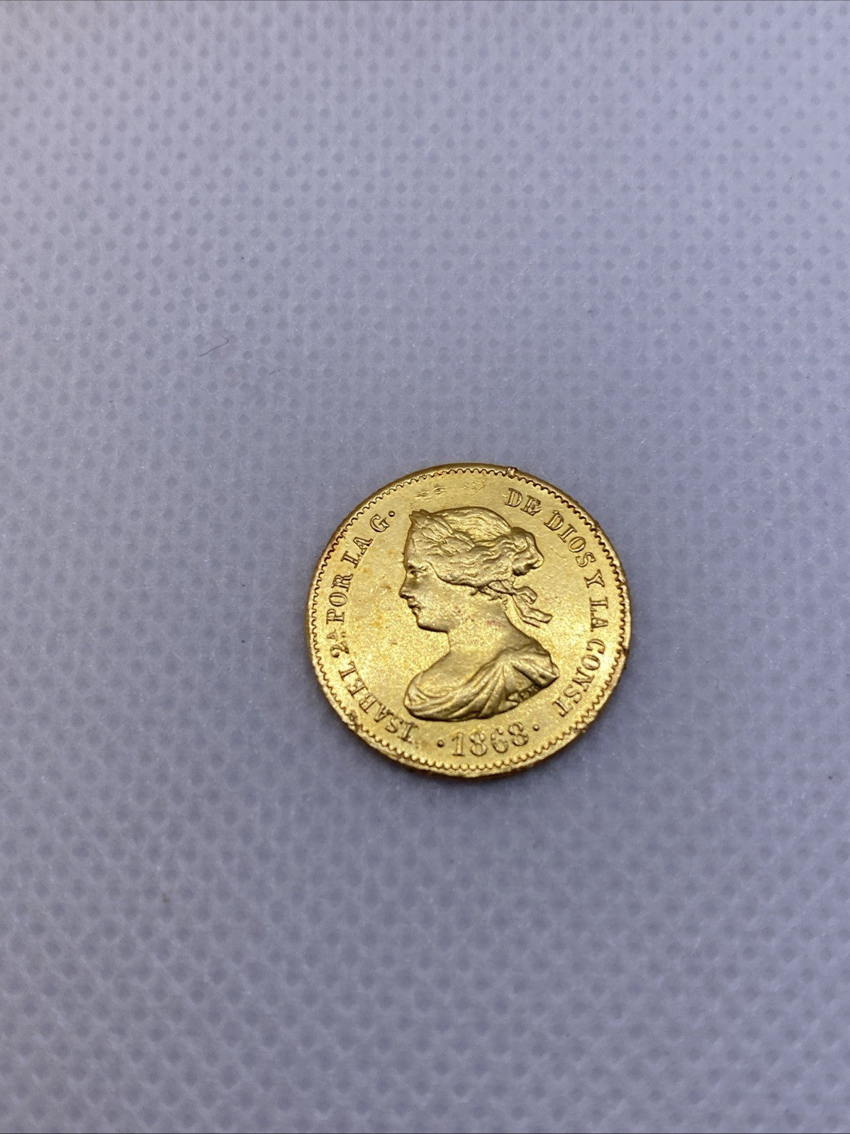 1868 4 Escudos Isabel II Gold Coin Rare