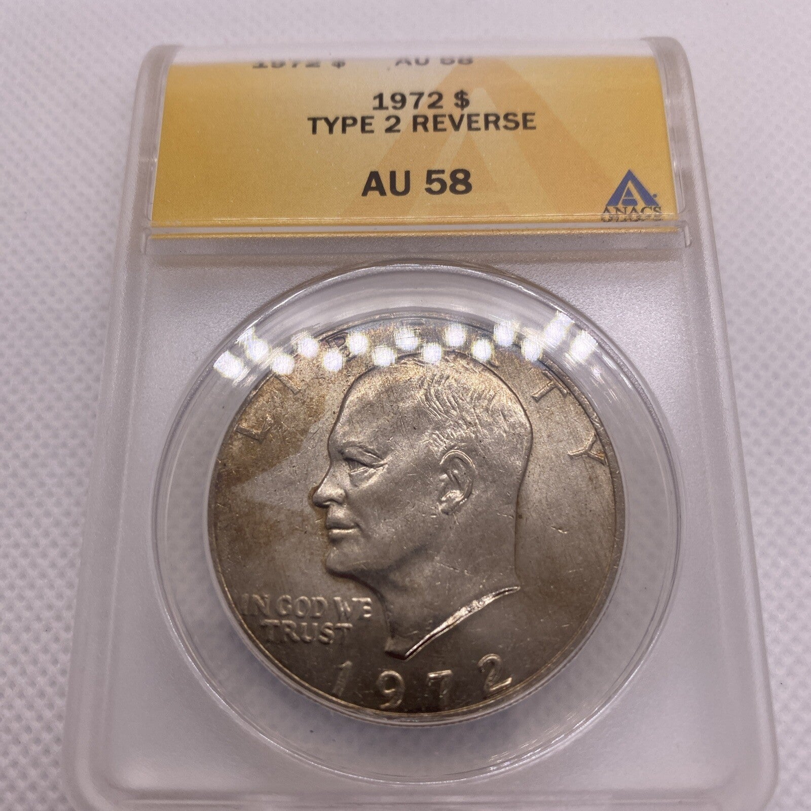 1972 Eisenhower IKE Dollar Type 2  ANACS AU58 Key-Date RARE #438