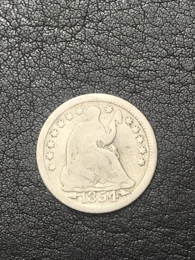 1854 Seated Liberty Half Dime with Arrows H10 5c Silver Coin #3443