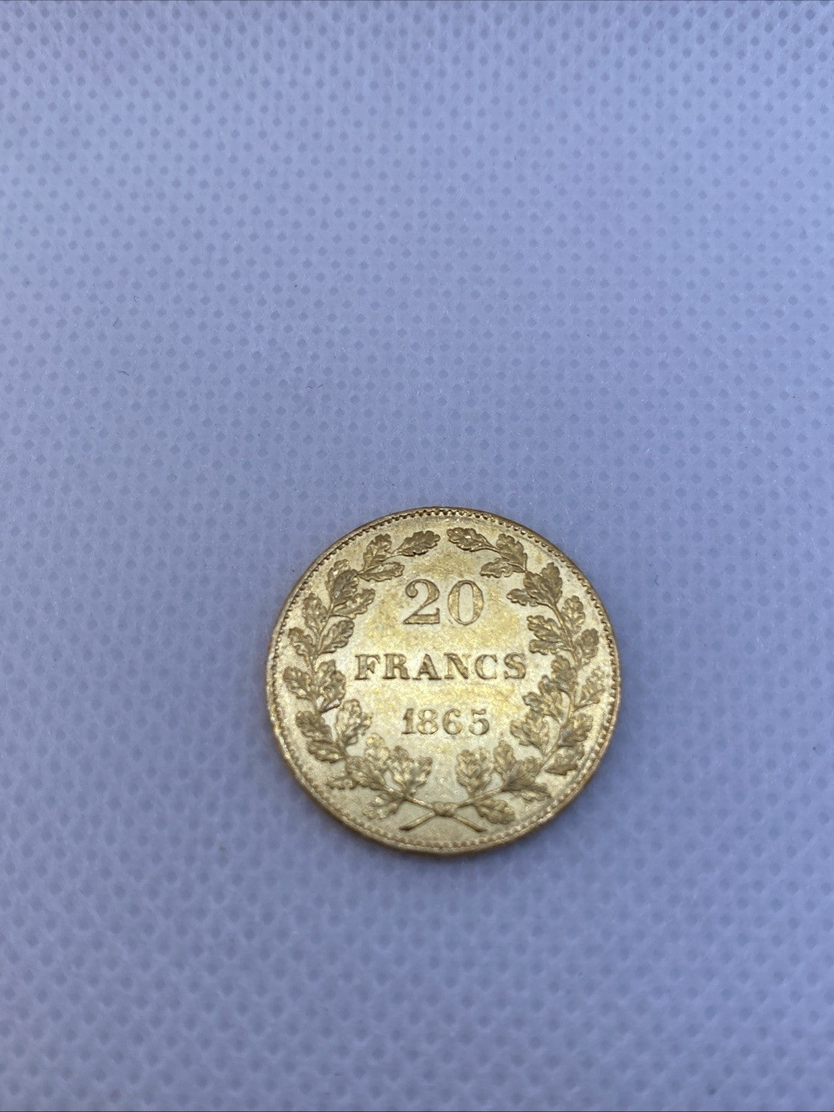 1865 20 Francs Belgium  .900 Fine Gold Coin Ruler King Leopold I  #9786