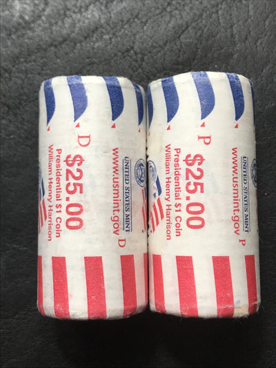 2009 William Henry Harrison Presidential $1 Rolls P & D US Mint Original Wrapped