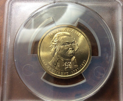 2007 John Adams Presidential Dollar Die Clash Anacs MS65 Rare ERROR COIN **567