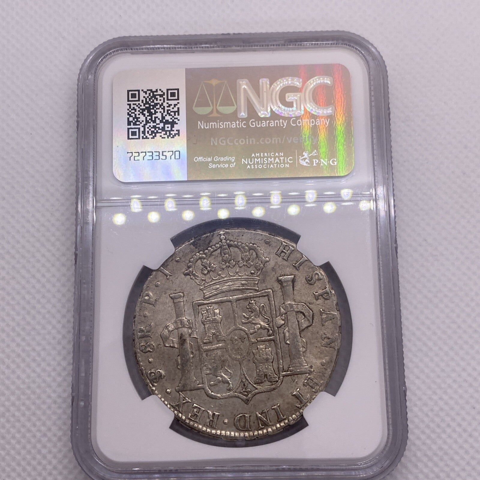 1808 PTS PJ SILVER CHARLES IIII 8 REALES BOLIVIA NGC AU VERY RARE AU #420-003