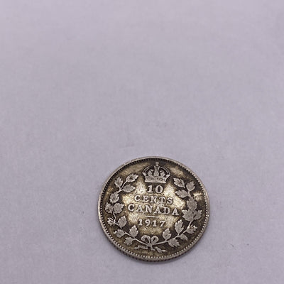 1917 Canada 10 Cent Dime Silver Coin George V  Silver Coin #1249-10