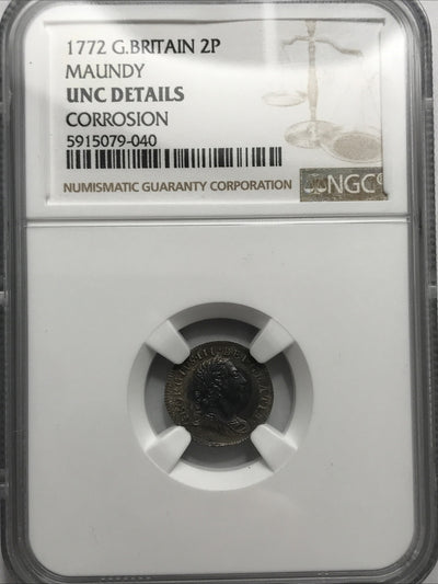 1772 Great Britain Silver 2P Two Pence Maundy 2P Coin NGC UNC