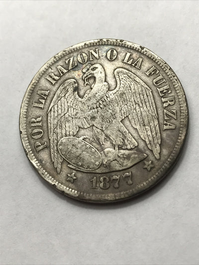 1877 Chile Silver Peso Un Peso - Republica De Chile KM#142.1