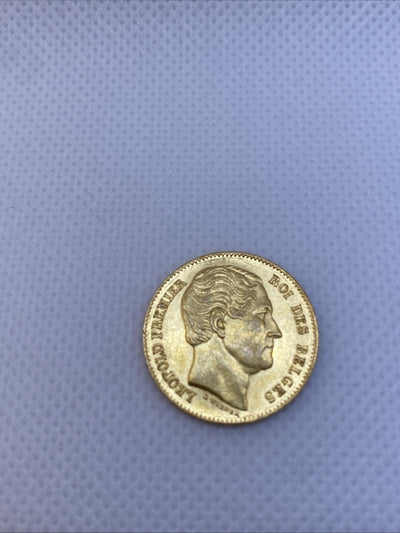 1865 20 Francs Belgium  .900 Fine Gold Coin Ruler King Leopold I  #9786
